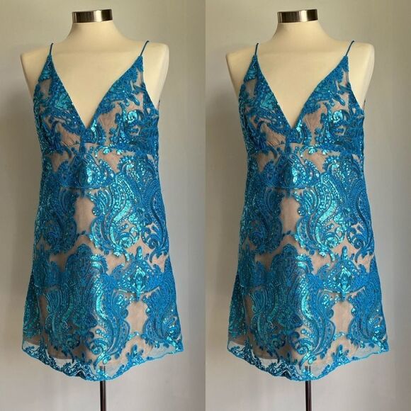 💯 FREE PEOPLE Night Shimmers Mini Dress - Picture 3 of 6